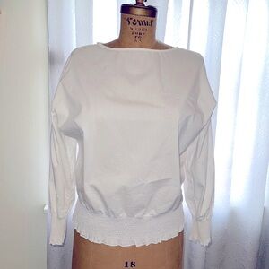 White cotton boat neck blouse, medium.